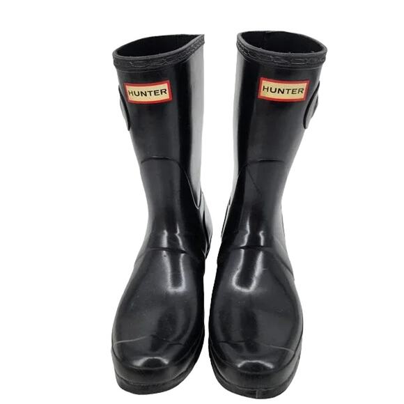 Hunter Women's Black ‘Original Short’ Gloss Winter Fall Spring Rain Boots Size 9 - Picture 6 of 6